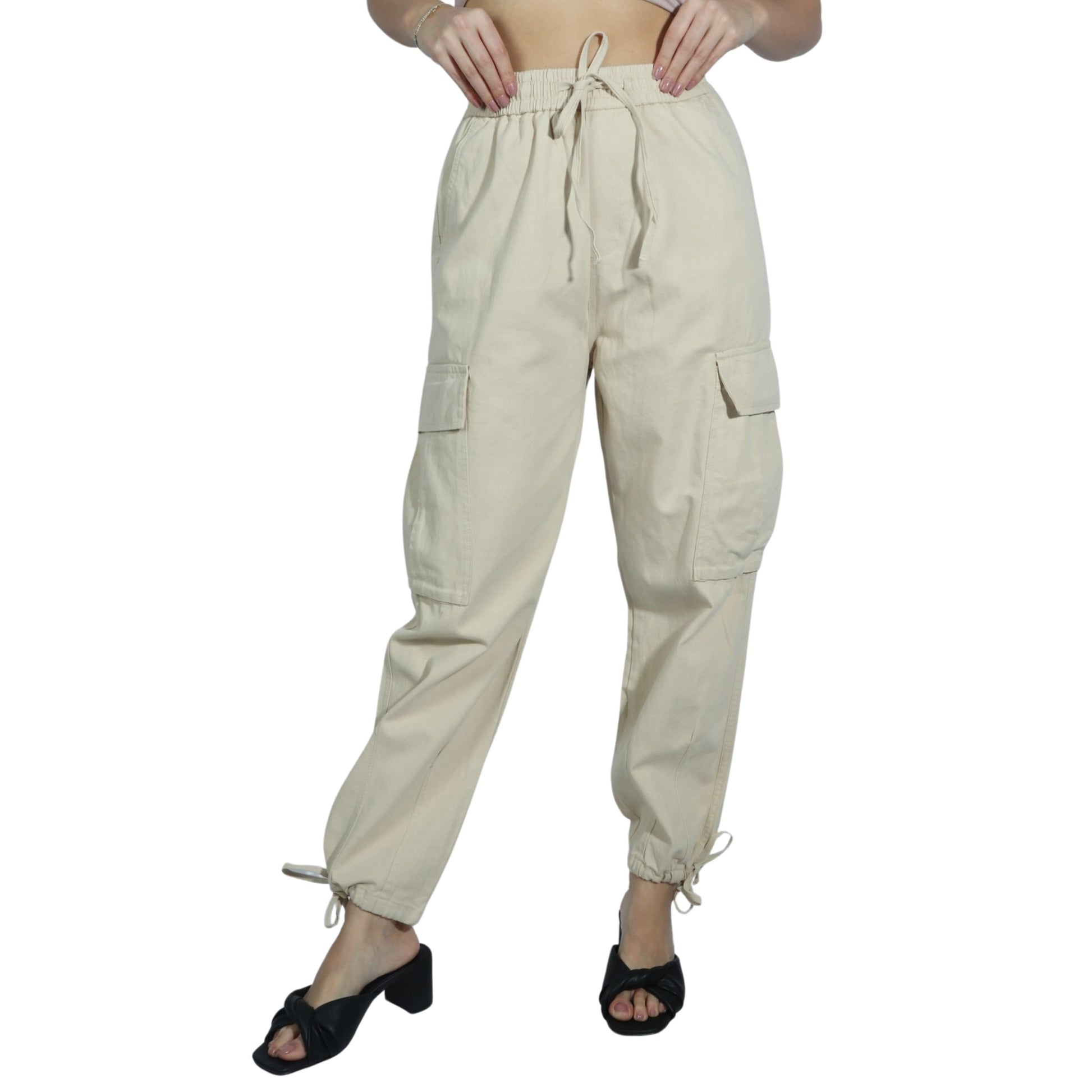 BLACKGTS Womens Bottoms S / Beige BLACKGTS - Pull Over Cargo Pants