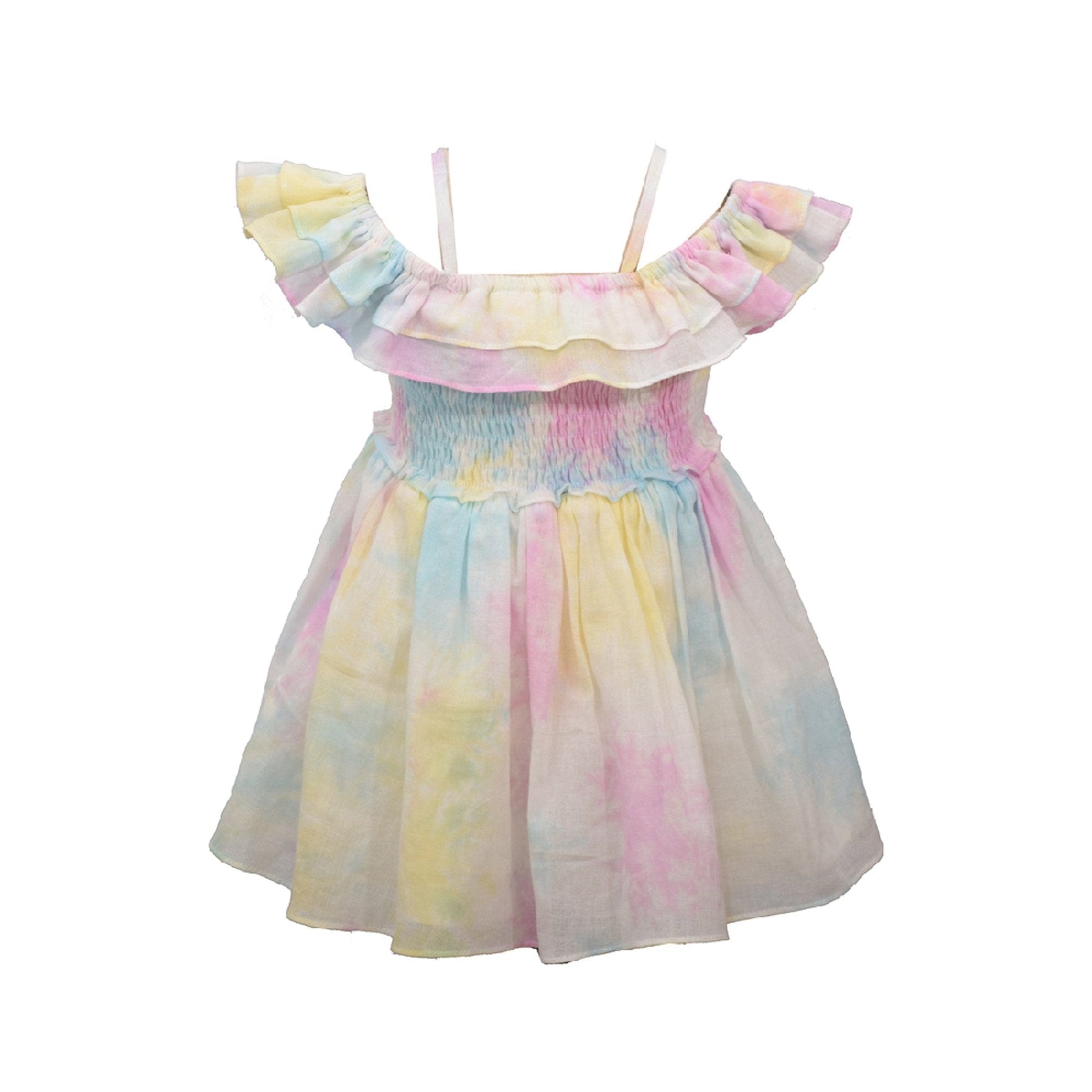 BONNIE BABY Baby Girl 18 Month / Multi-Color BONNIE BABY - Baby - Off-the-Shoulder Pastel Tie-Dye Dress