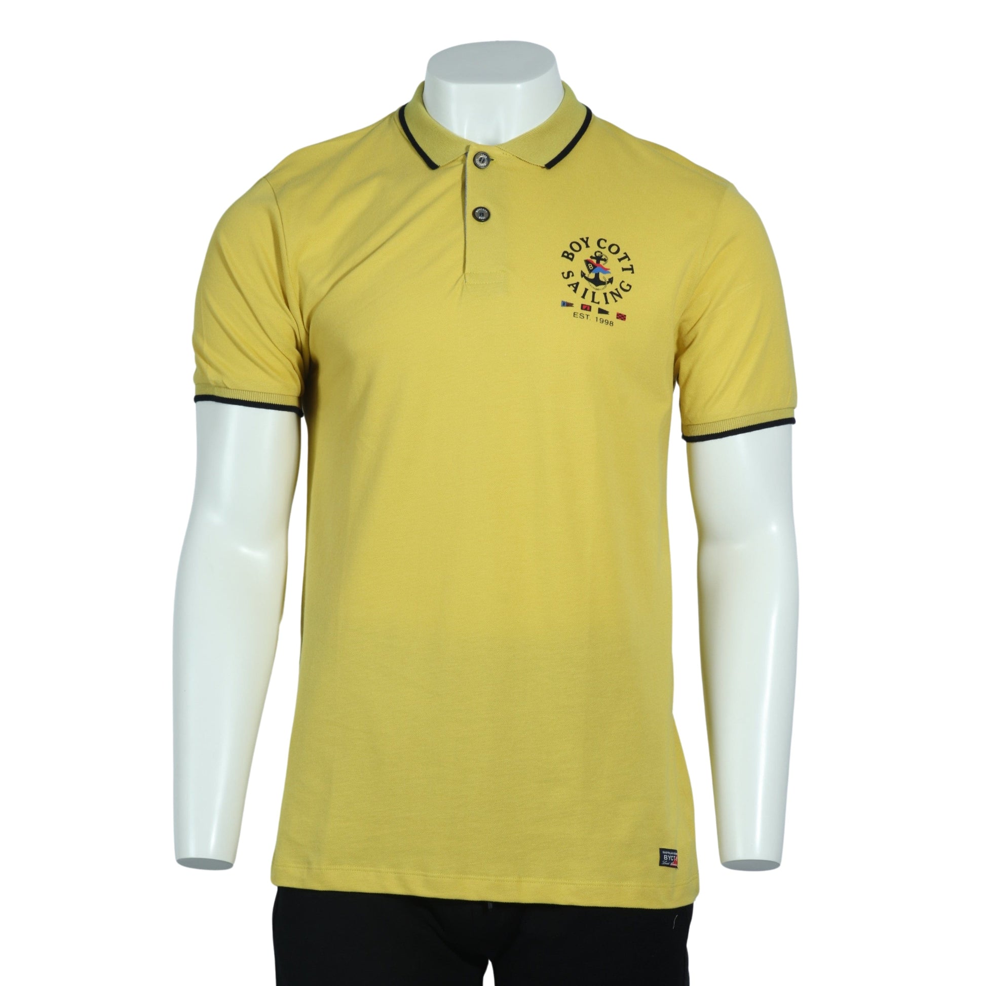 BOYCOTT Mens Tops XL / Yellow BOYCOTT - Chest Printed Polo