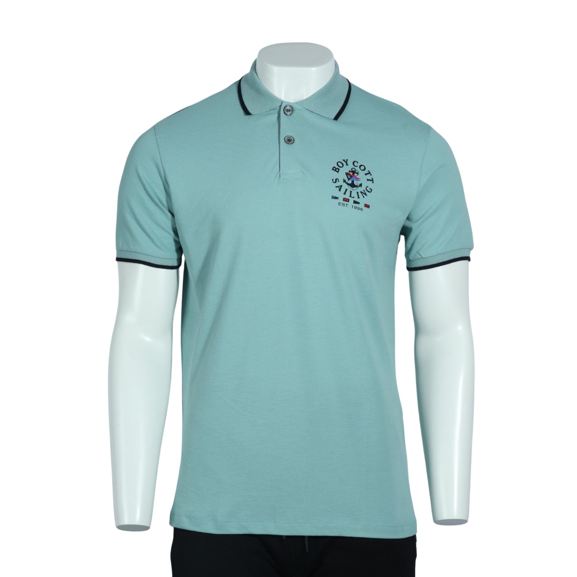 BOYCOTT Mens Tops L / Green BOYCOTT - Chest Printed Polo