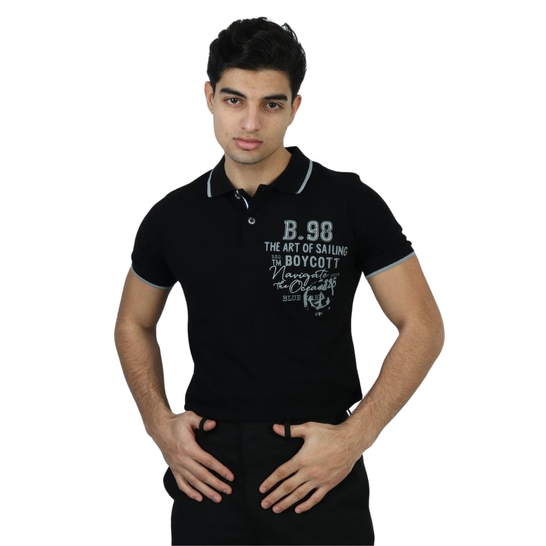 BOYCOTT Mens Tops S / Navy BOYCOTT - Front Embroidery Logo