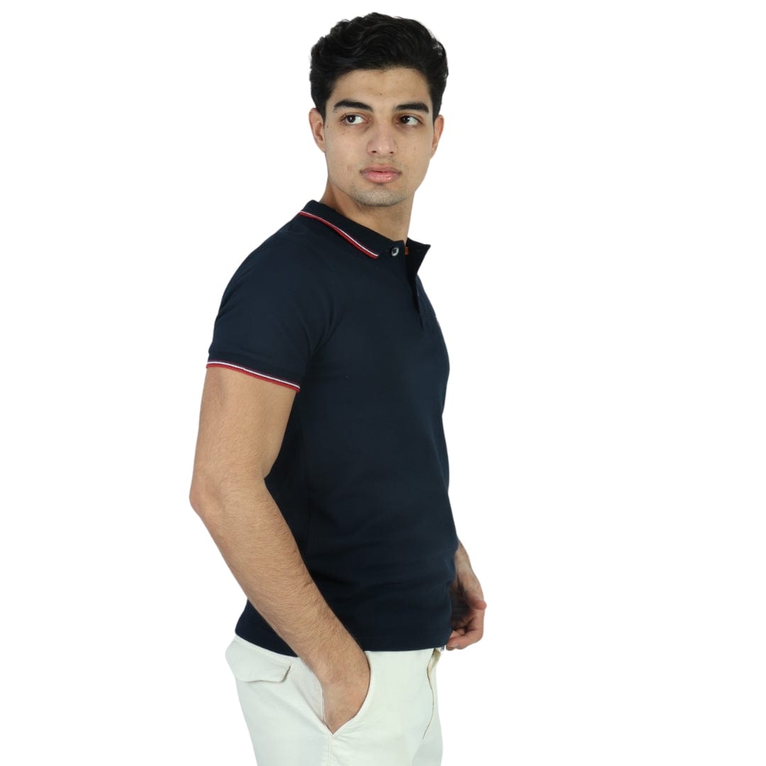 BOYCOTT Mens Tops S / Navy BOYCOTT - Front Printed Polo