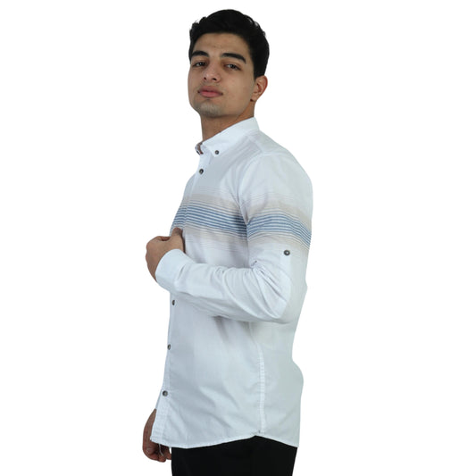 BOYCOTT Mens Tops M / White BOYCOTT - Lined Shirt All Over