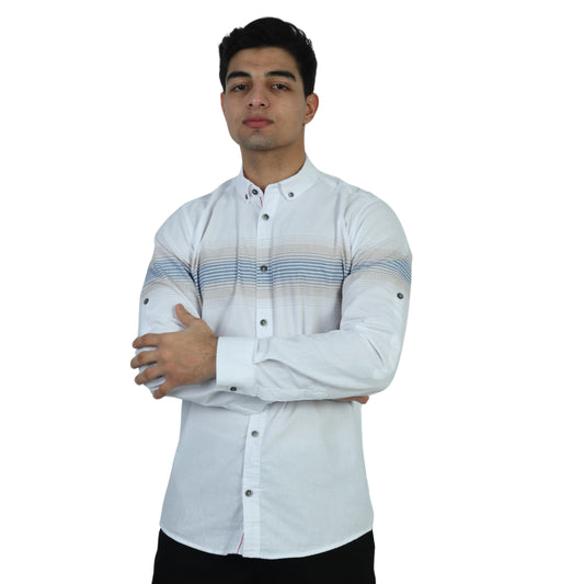 BOYCOTT Mens Tops M / White BOYCOTT - Lined Shirt All Over