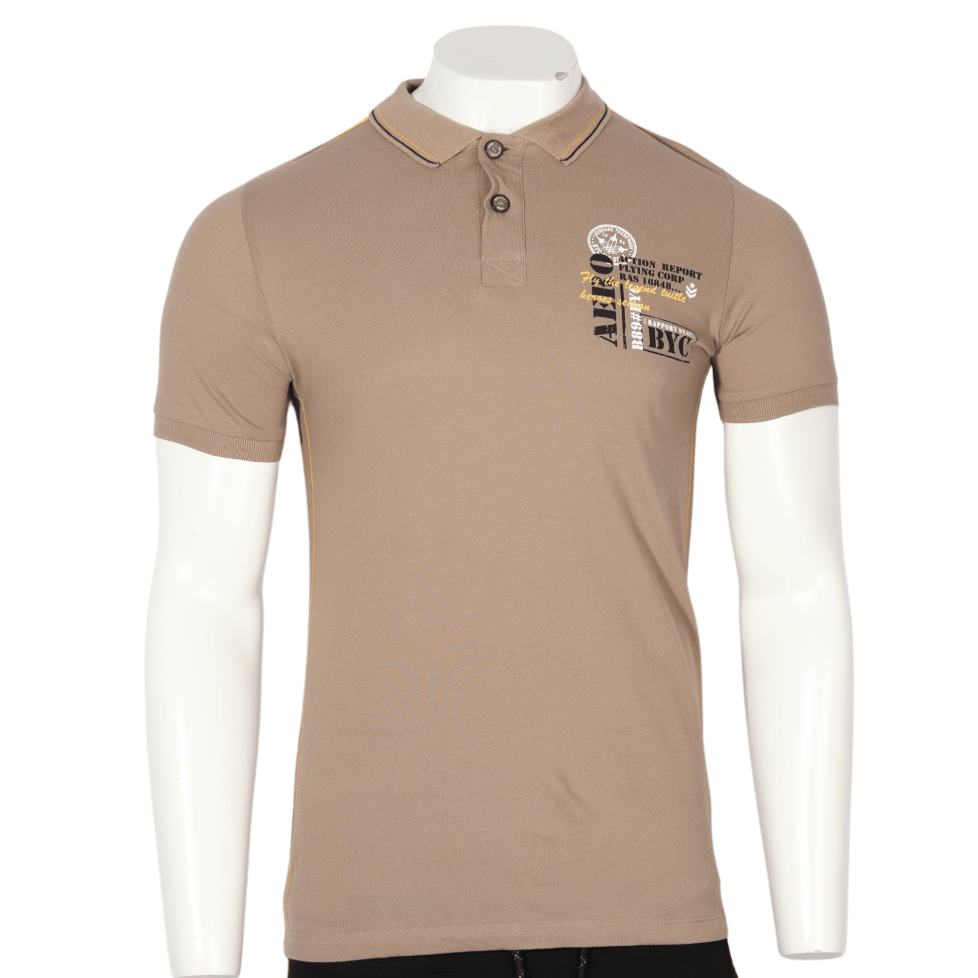 BOYCOTT Mens Tops S / Beige BOYCOTT - Printed Polo T-Shirt