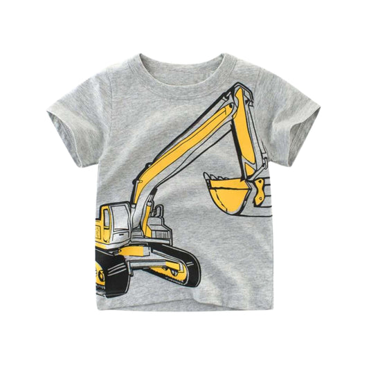 BRANDS & BEYOND Baby Boy 3 Years / Grey Excavator Print T-Shirt