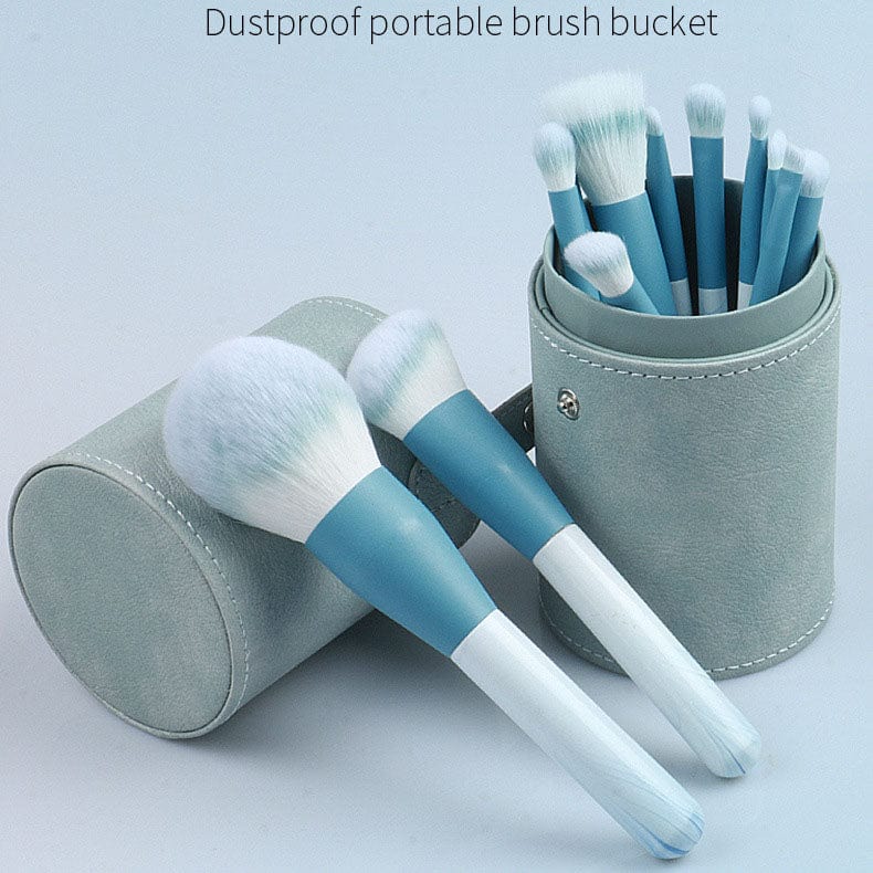 Leather Makeup Brush Case Organizer Cosmetic Holder Make Up Brush Cup Cylinder Storage Bag With Lid