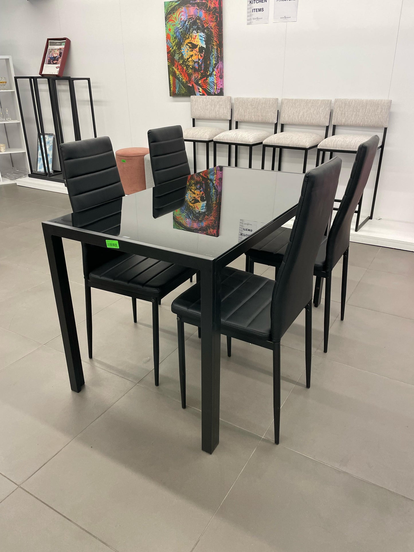 BRANDS & BEYOND Furniture Black Dining Table Set with 4 Chairs Dining Room