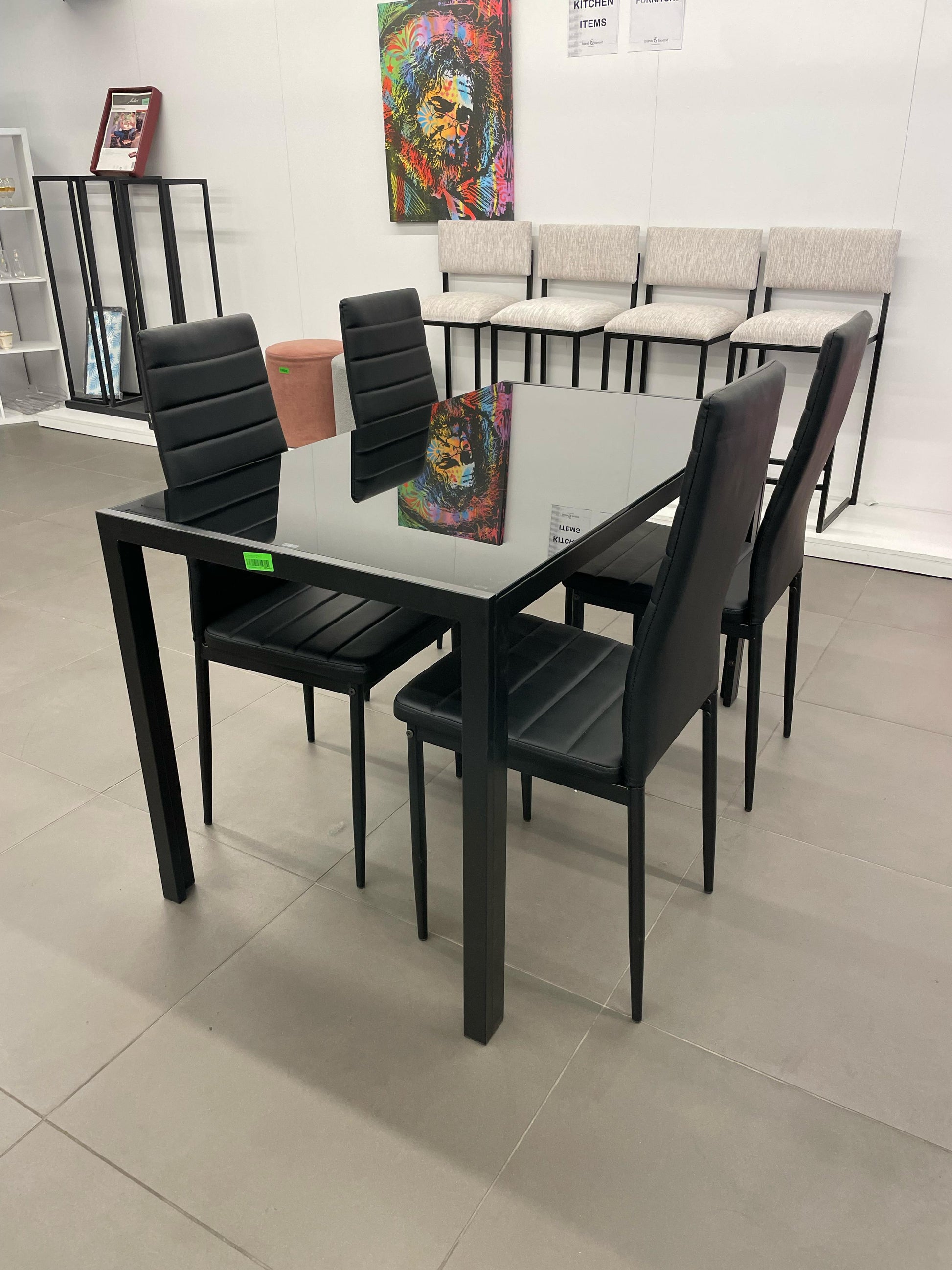 BRANDS & BEYOND Furniture Black Dining Table Set with 4 Chairs Dining Room