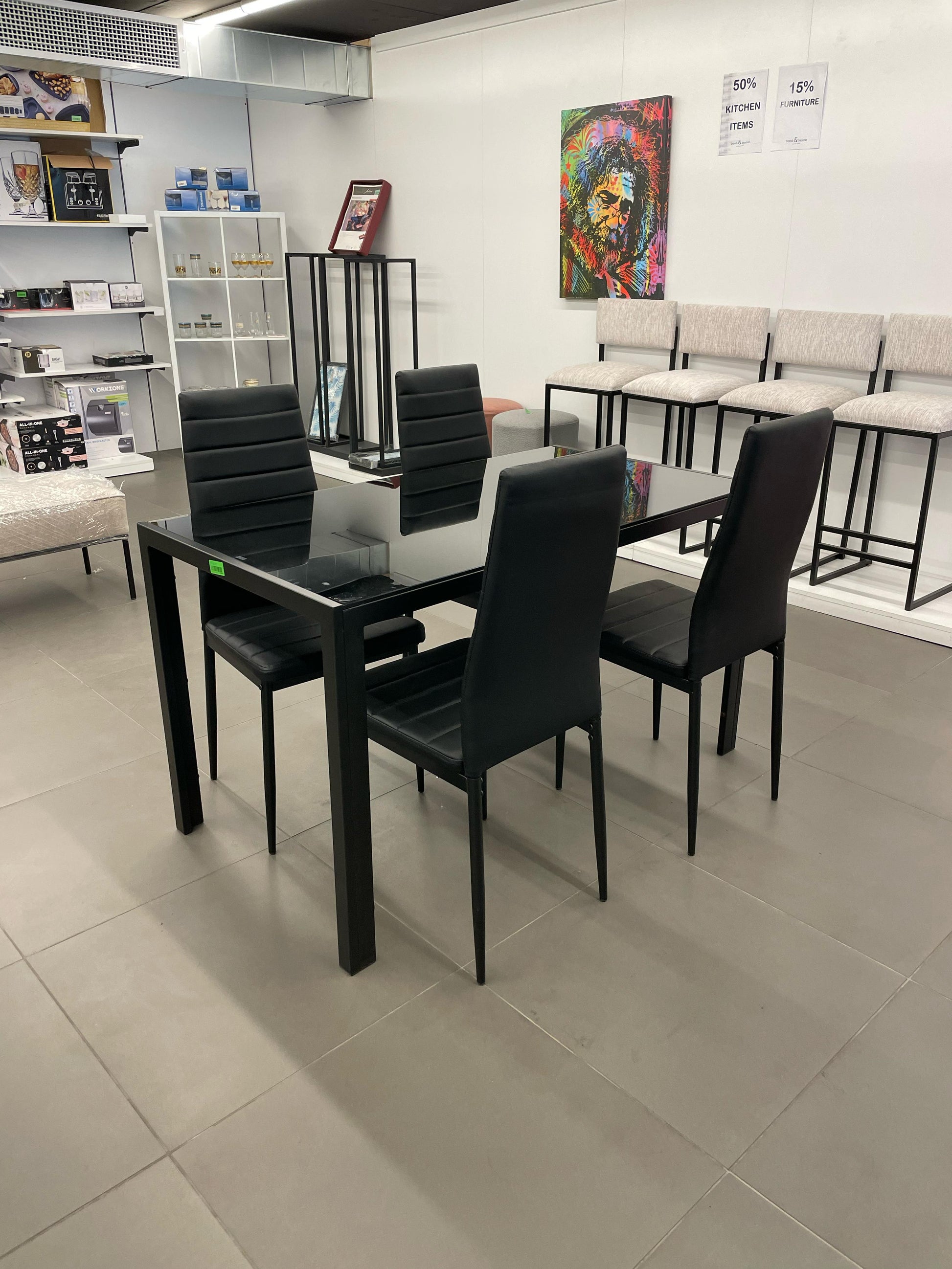 BRANDS & BEYOND Furniture Black Dining Table Set with 4 Chairs Dining Room