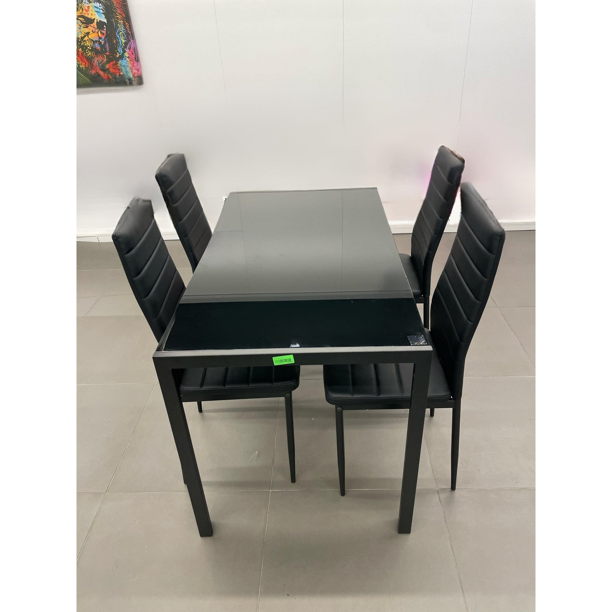 BRANDS & BEYOND Furniture Black Dining Table Set with 4 Chairs Dining Room
