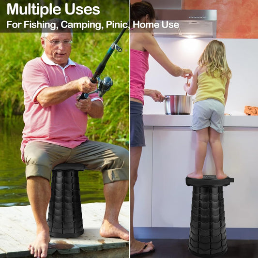 BRANDS & BEYOND Furniture Black Portable Folding Stool with Large Load Capacity