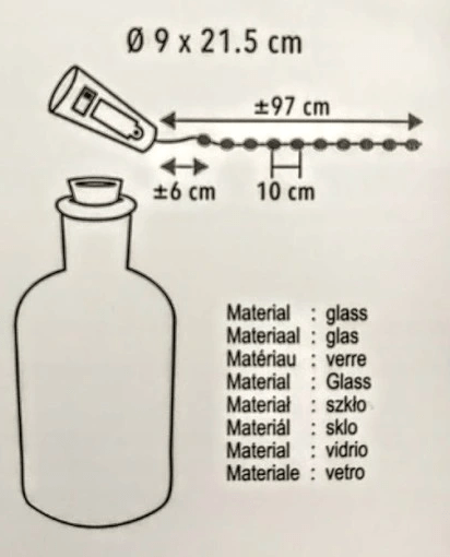 BRANDS & BEYOND Garden Accessories Glass Bottle with 10 LED lighting