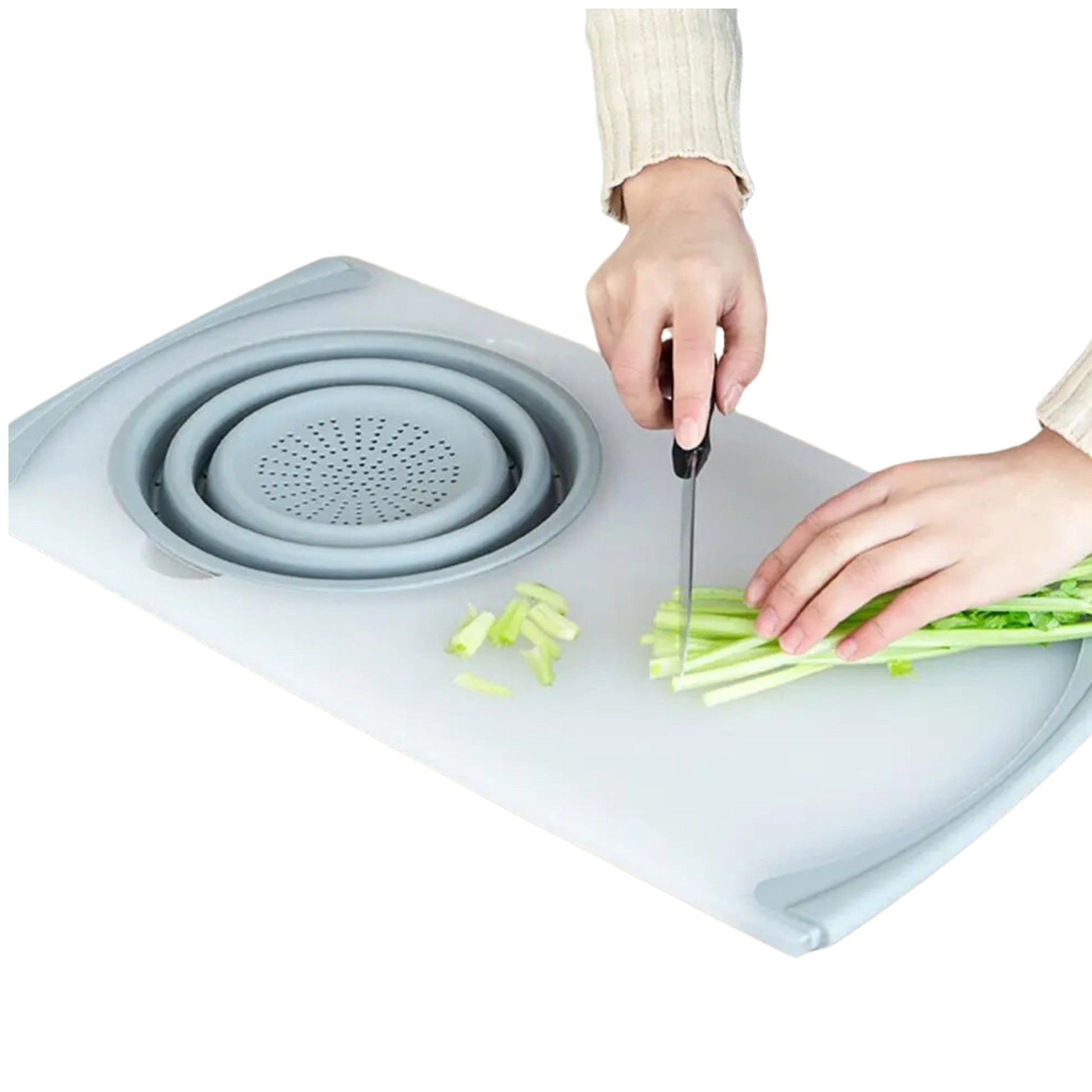 BRANDS & BEYOND Kitchenware Multi-Functional 3 in 1 Chopping Board Detachable Folding Drain Basket