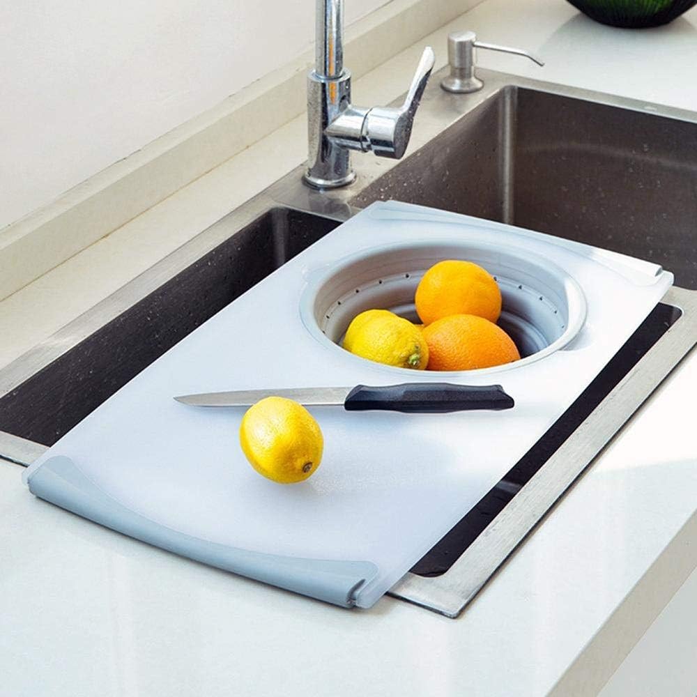 BRANDS & BEYOND Kitchenware Multi-Functional 3 in 1 Chopping Board Detachable Folding Drain Basket