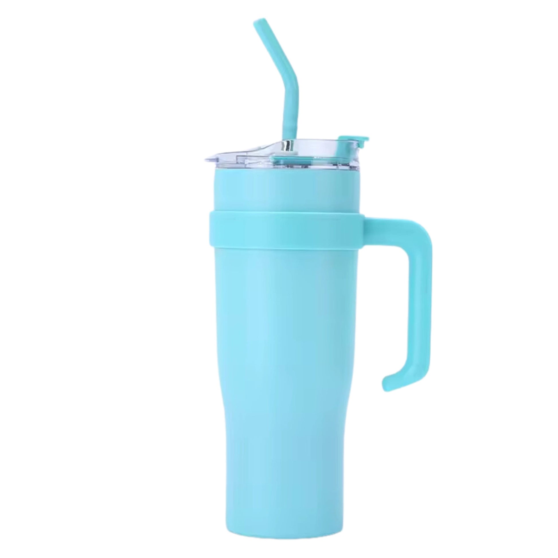 BRANDS & BEYOND Kitchenware Blue Vacuum Stainless Steel Insulated Tumbler With Handle And Straw