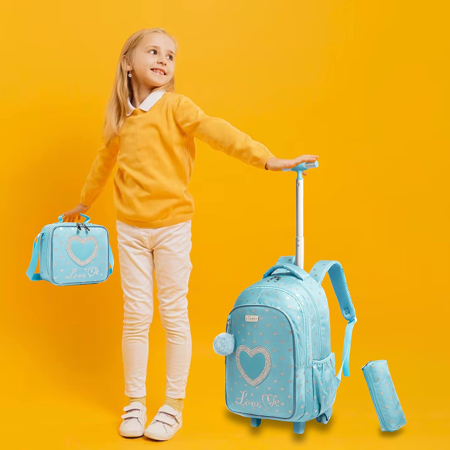 BRANDS & BEYOND School Bags Blue Rolling Bag With Weels