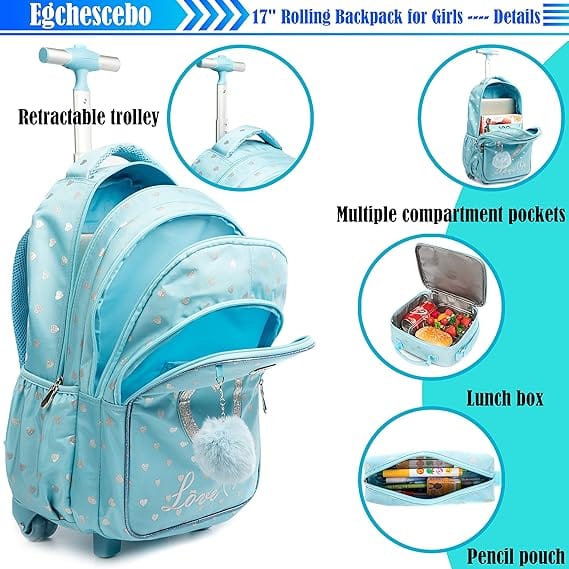 BRANDS & BEYOND School Bags Blue Rolling Bag With Weels