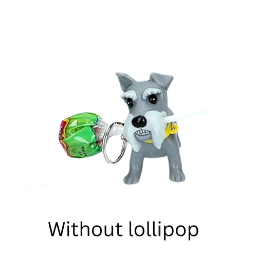 BRANDS & BEYOND Toys Grey Terrier dog lolipop holder keychain