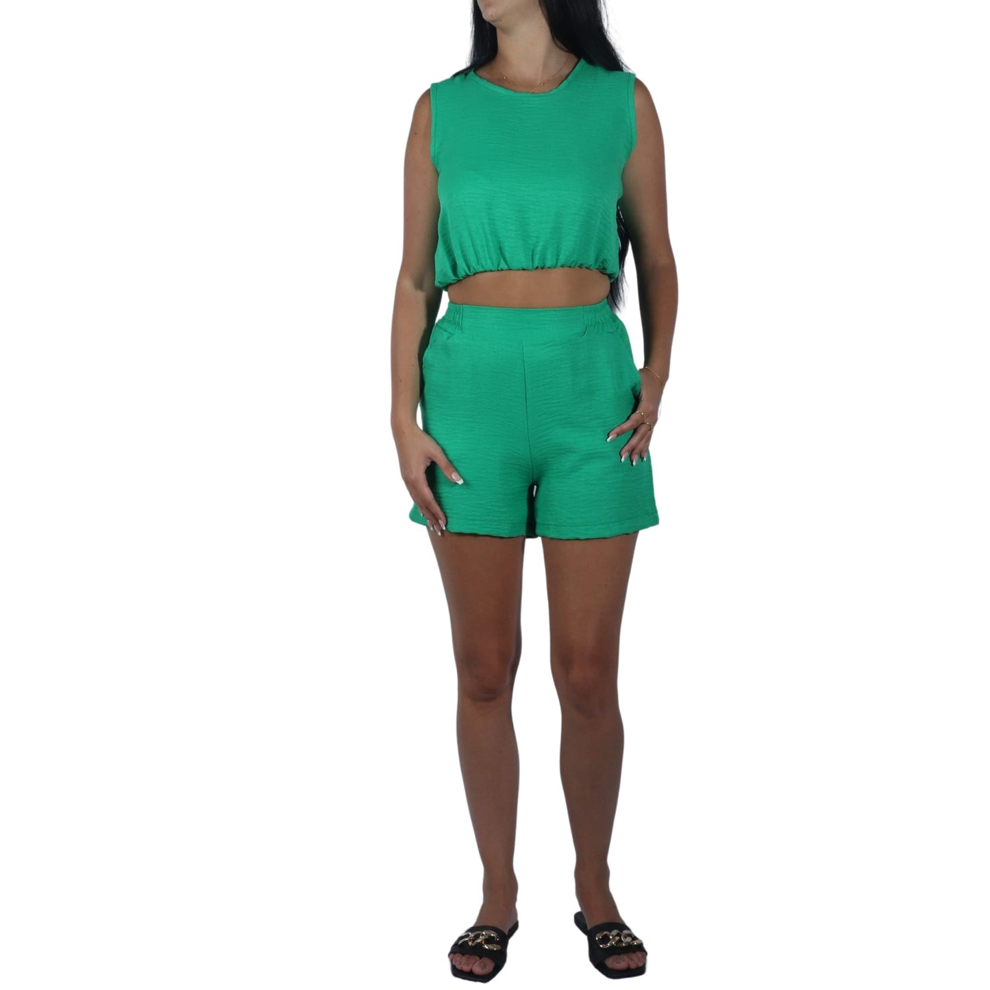 BRANDS & BEYOND Women Sets S / Green Crop Top And Short Set