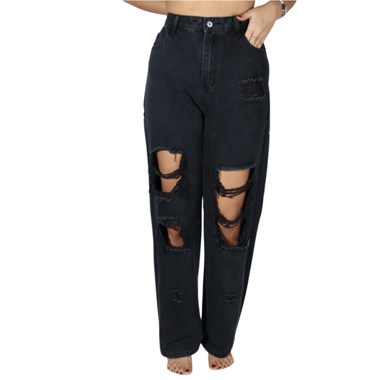 BRANDS & BEYOND Womens Bottoms M / Black Ripped Jeans