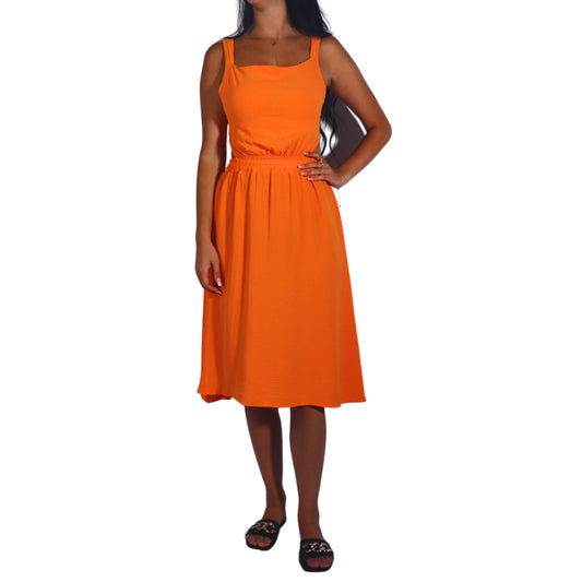 BRANDS & BEYOND Womens Dress One Size / Orange Open Back Flowy Midi Dress