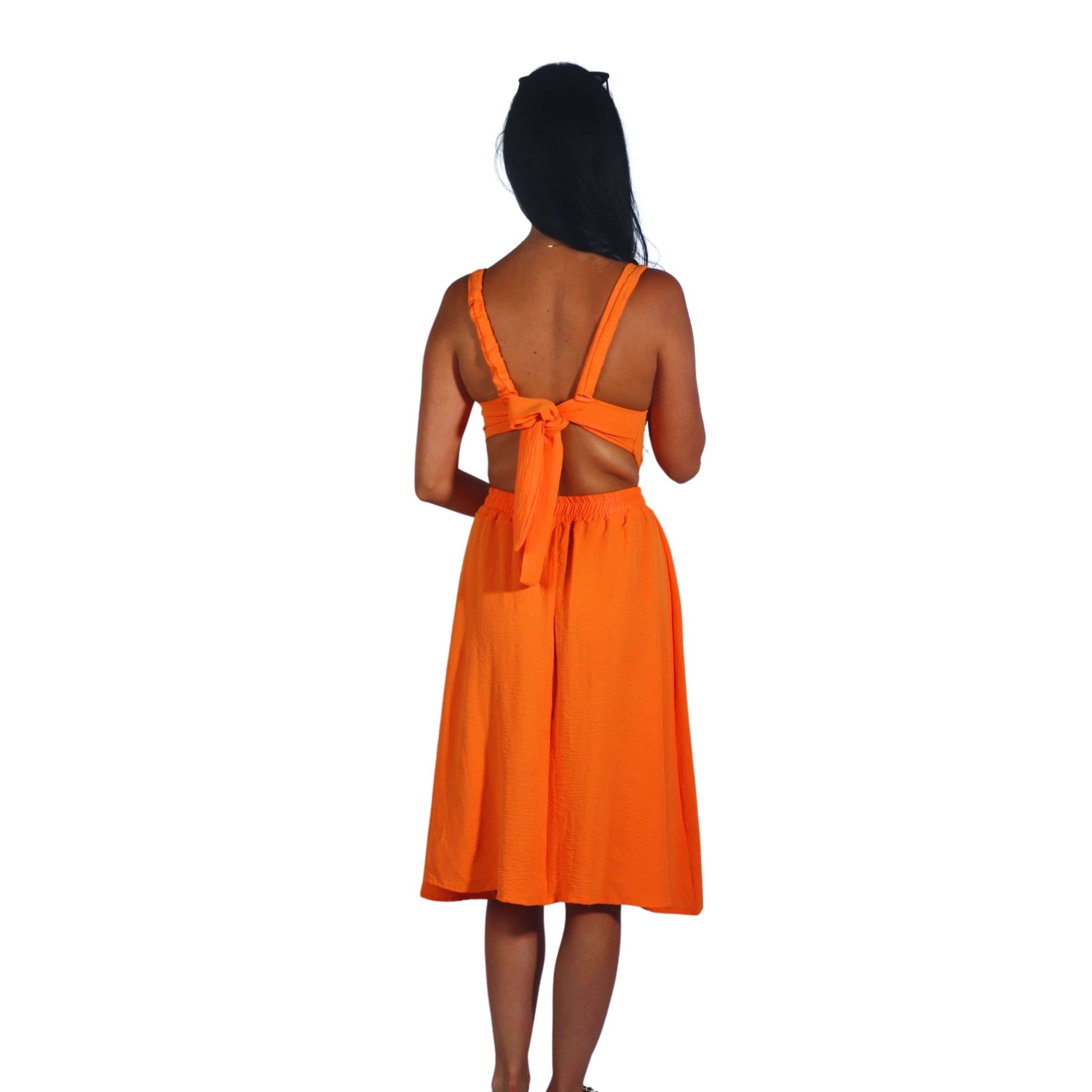 BRANDS & BEYOND Womens Dress One Size / Orange Open Back Flowy Midi Dress