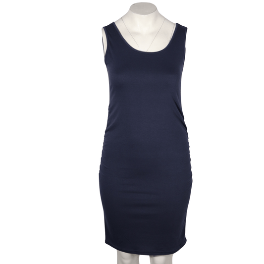 BRANDS & BEYOND Womens Dress L / Navy Simple rushed side midi dress