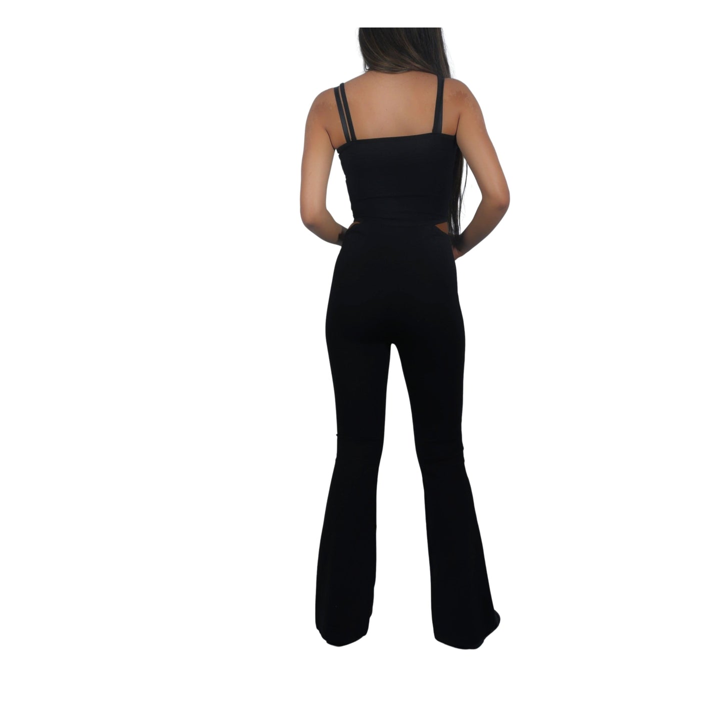 BRANDS & BEYOND Womens Overall S / Black Sleeveless Cutout At Waist Overall