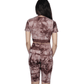 BRANDS & BEYOND Womens sports Marbled t-shirt shorts sports set