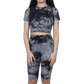 BRANDS & BEYOND Womens sports S / Grey Marbled t-shirt shorts sports set