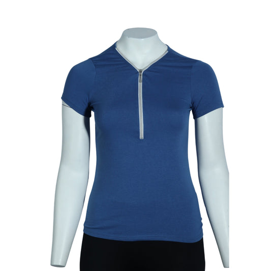 BRANDS & BEYOND Womens Tops S / Blue 1/2 Zipper T-Shirt