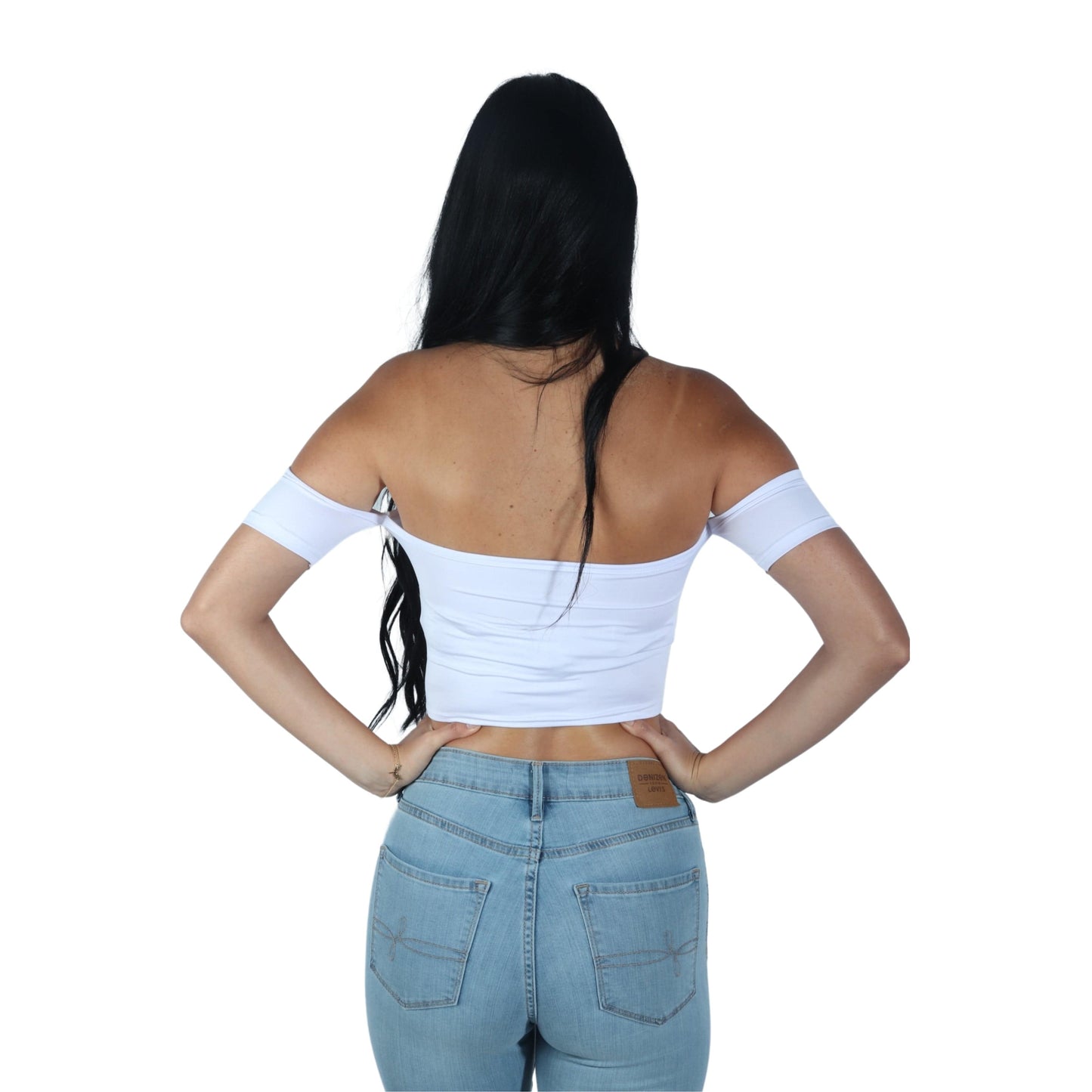 BRANDS & BEYOND Womens Tops XS / White Corset Front And Attached Short Sleeve Crop Top