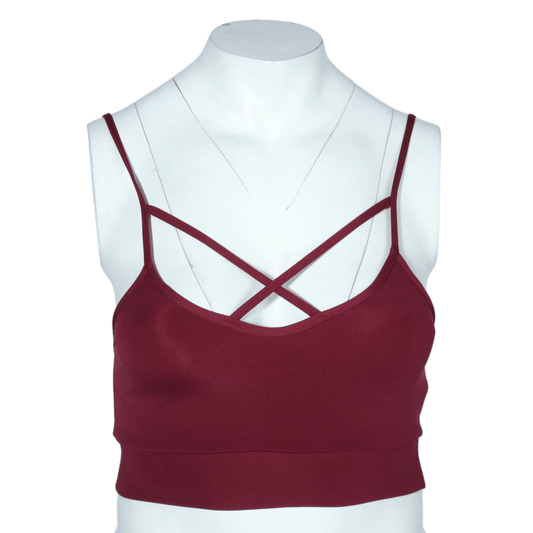 BRANDS & BEYOND Womens Tops L-XL / Burgundy Crisscross Front Strappy Crop Top