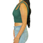 BRANDS & BEYOND Womens Tops S / Green Double Straps Sleeveless Cropped Top