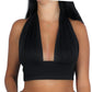 BRANDS & BEYOND Womens Tops S/M / Black Fitted Halter Cropped Top