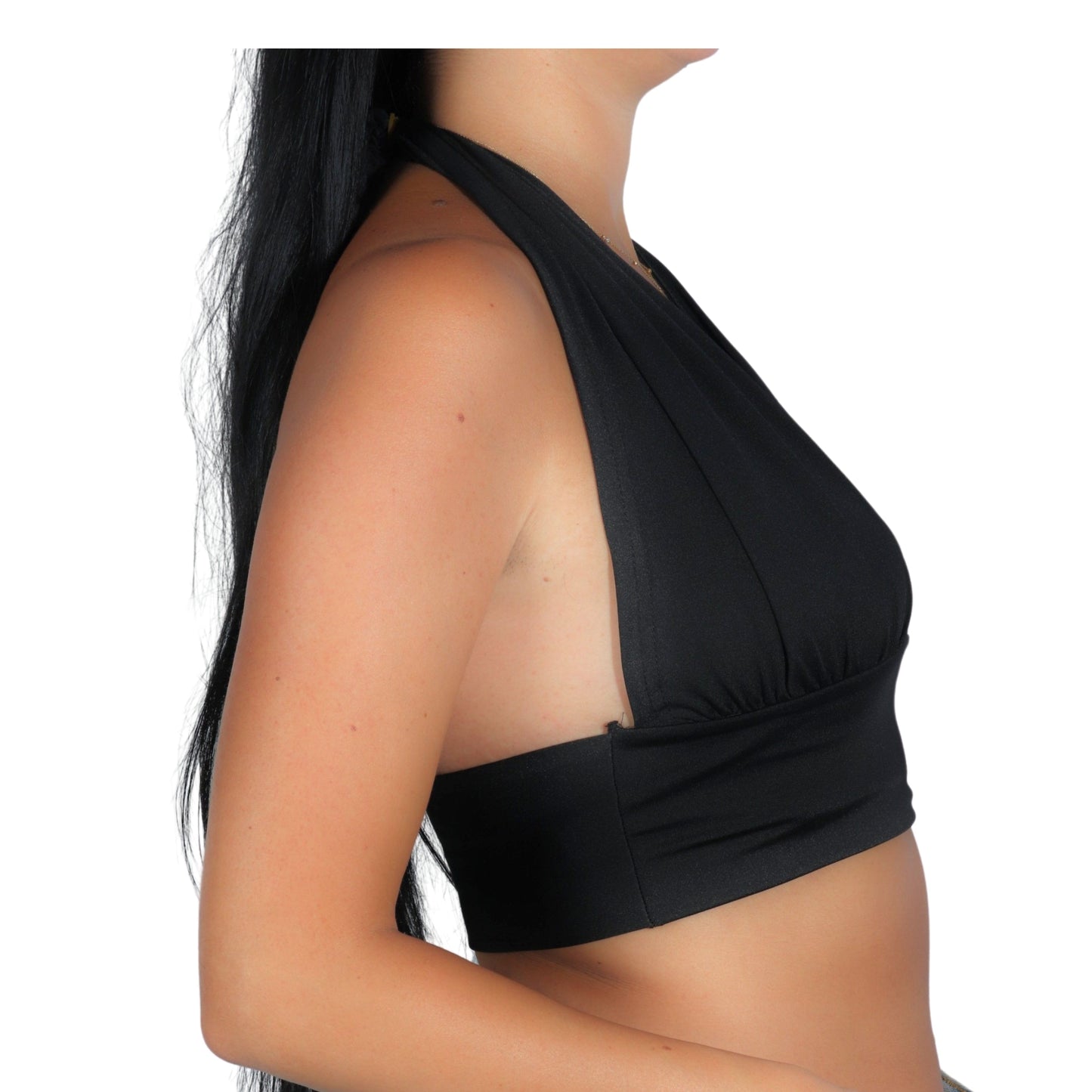 BRANDS & BEYOND Womens Tops Fitted Halter Cropped Top