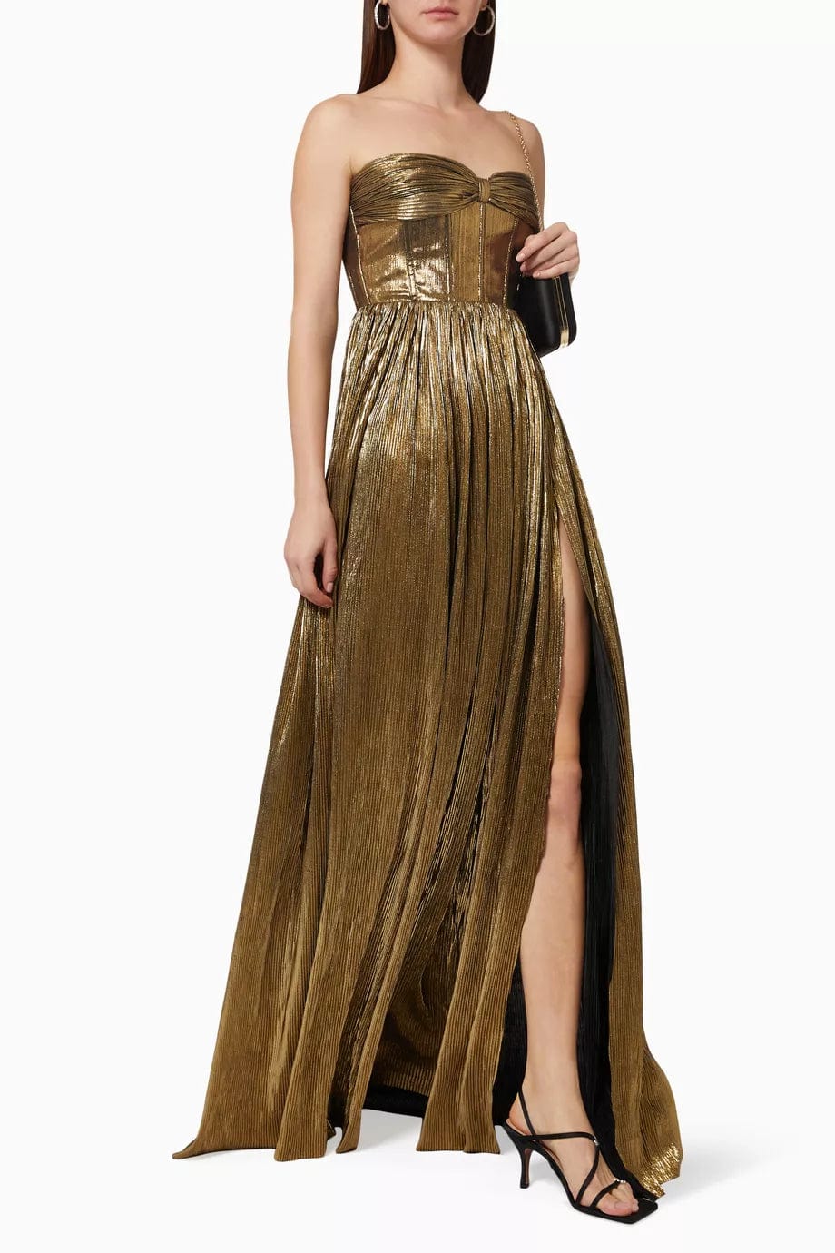 BRONX AND BANCO Womens Dress M / Gold BRONX AND BANCO - Florence Metallic Strapless Gold Dress