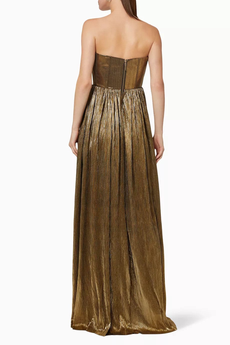 BRONX AND BANCO Womens Dress M / Gold BRONX AND BANCO - Florence Metallic Strapless Gold Dress