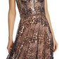 BRONX AND BANCO Womens Dress M / Multi-Color BRONX AND BANCO - Midnight Gold Sequin Sweetheart Evening Dress