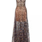 BRONX AND BANCO Womens Dress M / Multi-Color BRONX AND BANCO - Midnight Gold Sequin Sweetheart Evening Dress