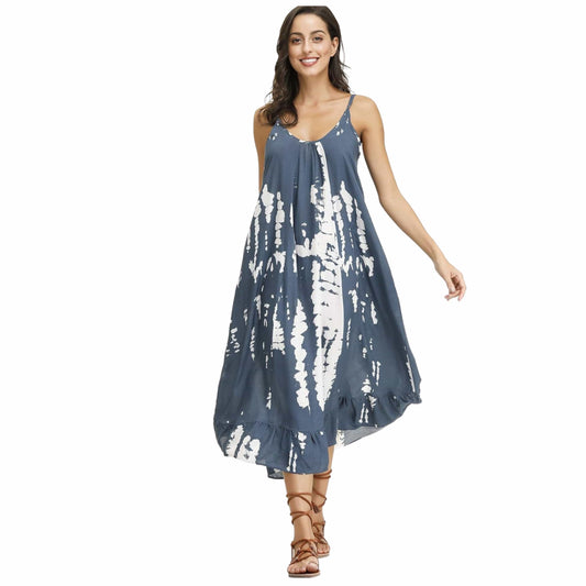 BUENOS NINOS Womens Dress M / Multi-Color BUENOS NINOS -  Printed U Neck long Dress