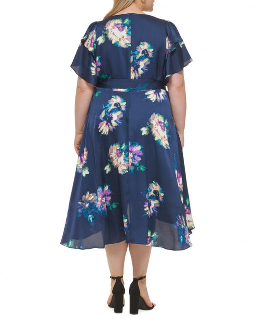 DKNY - Floral Hi-Low Wrap Dress