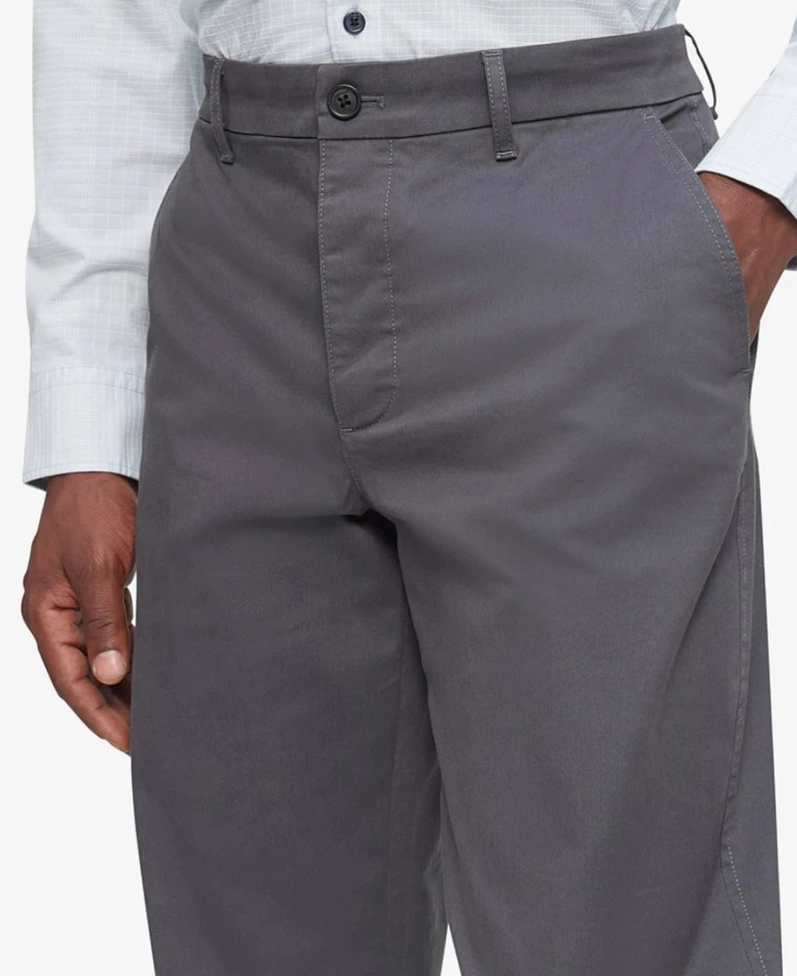 CALVIN KLEIN Mens Bottoms 30W x 32L / Grey CALVIN KLEIN - Straight-Fit Stretch Chino Pants