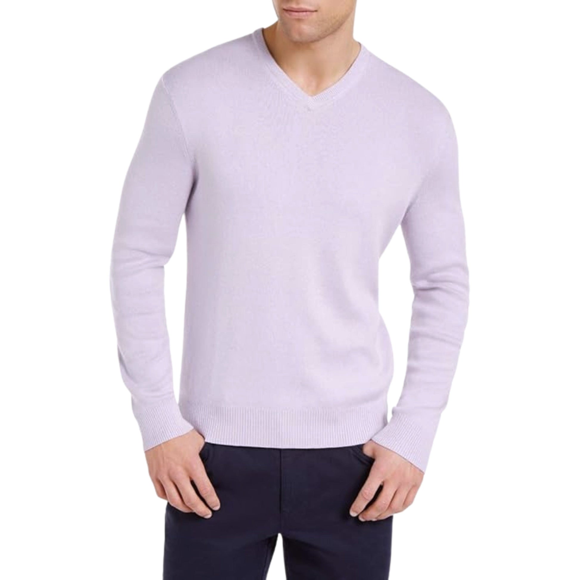 CALVIN KLEIN Mens Tops XL / Purple CALVIN KLEIN - Cotton Blend V Neck Sweater