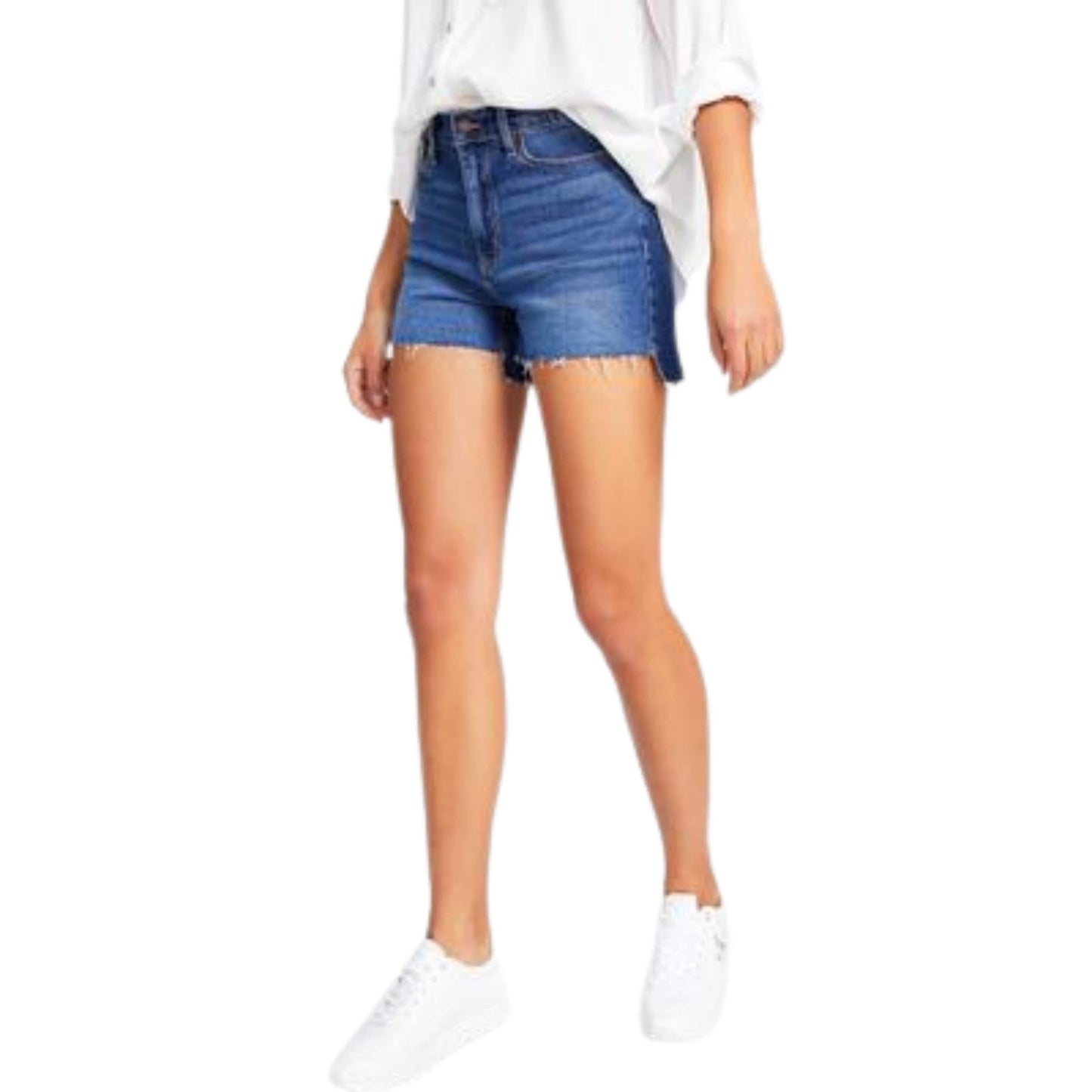 CALVIN KLEIN Womens Bottoms S / Blue / 26 CALVIN KLEIN - High Rise Relaxed Fit Denim Shorts