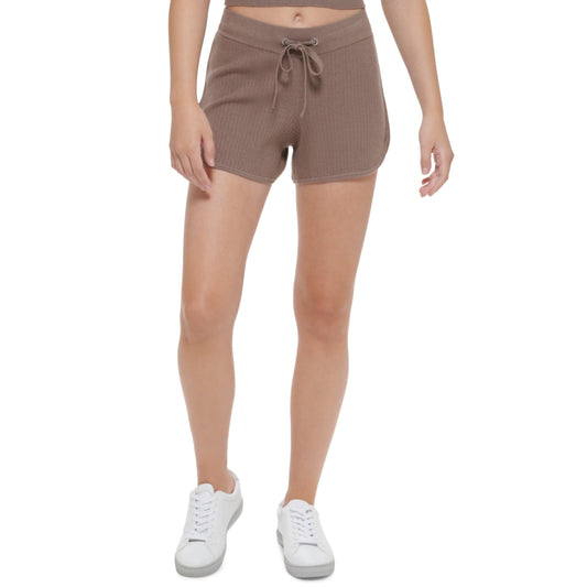 CALVIN KLEIN Womens Bottoms CALVIN KLEIN - Ribbed-Knit Drawstring Shorts