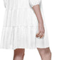 CALVIN KLEIN Womens Dress L / Off-White CALVIN KLEIN - Faux-Wrap A-Line Dress