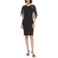 CALVIN KLEIN Womens Dress S / Black CALVIN KLEIN - Jewel-Neck Chiffon-Sleeve Sheath Dress