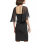 CALVIN KLEIN Womens Dress S / Black CALVIN KLEIN - Jewel-Neck Chiffon-Sleeve Sheath Dress